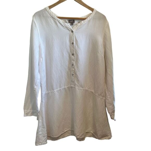 J. Jill XL Linen Blend Popover Tunic Lagenlook Coastal Grandma - Picture 2 of 9